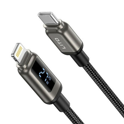 Daten- und Ladekabel USB-C - Lightning Lito LD15 Display, 27W, 1m, Schwarz