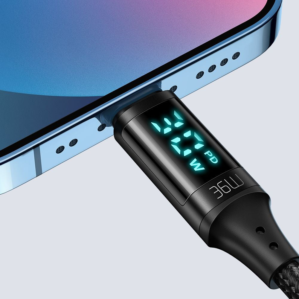 Câble de Données et de Charge USB-C - Lightning McDodo CA-1030 Display, 36W, 1.2m, Noir