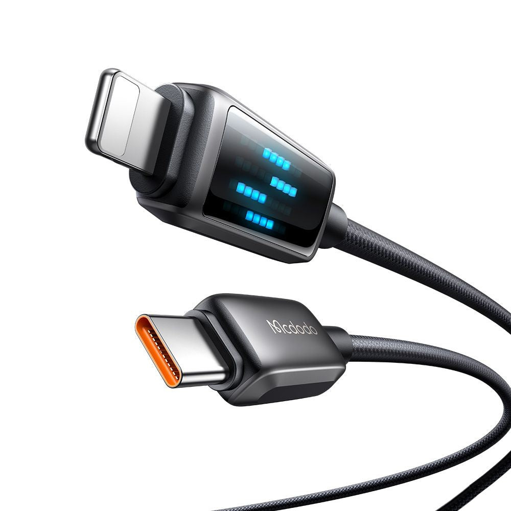 Data- en Oplaadkabel USB-C - Lightning McDodo CA-2630 Display, 36W, 1.2m, Zwart