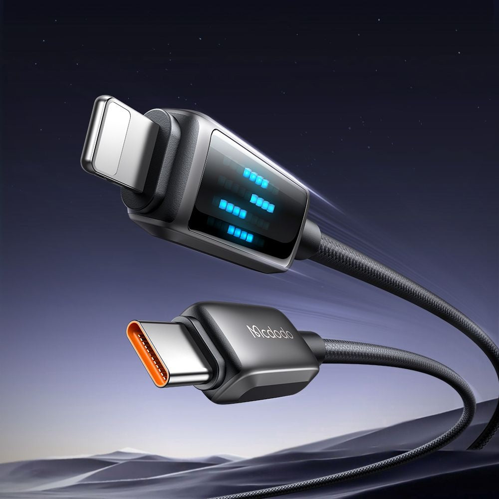 Data- en Oplaadkabel USB-C - Lightning McDodo CA-2630 Display, 36W, 1.2m, Zwart
