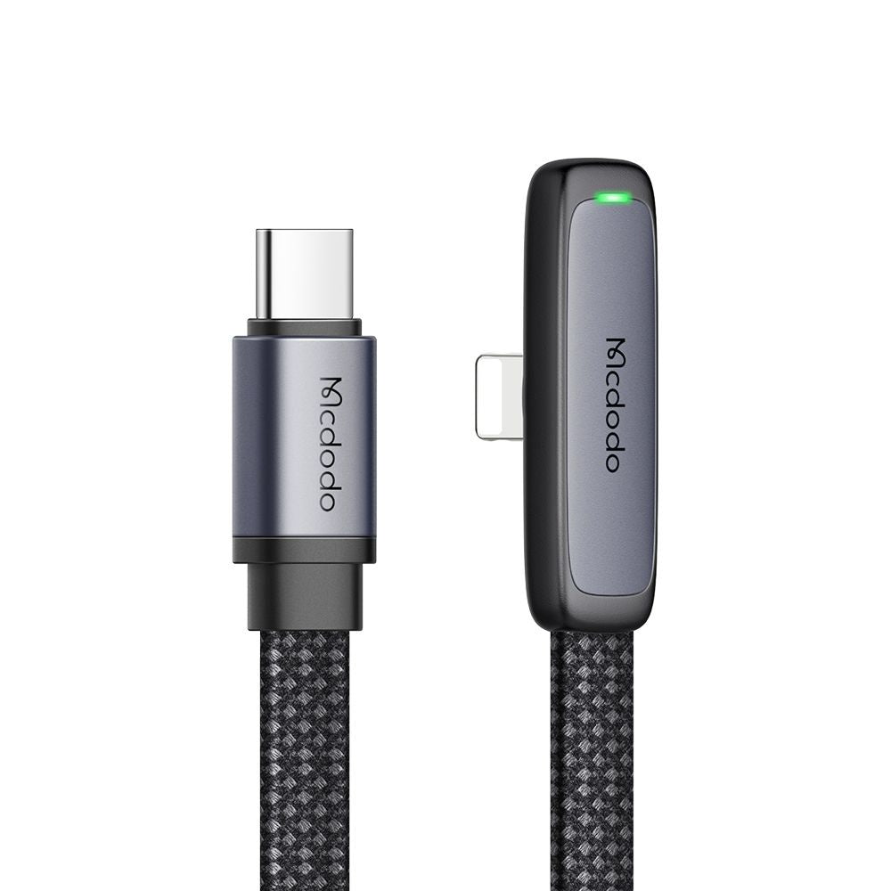 USB-C - Lightning McDodo CA-3350 Angled Data- en Oplaadkabel, 36W, 1.2m, Zwart