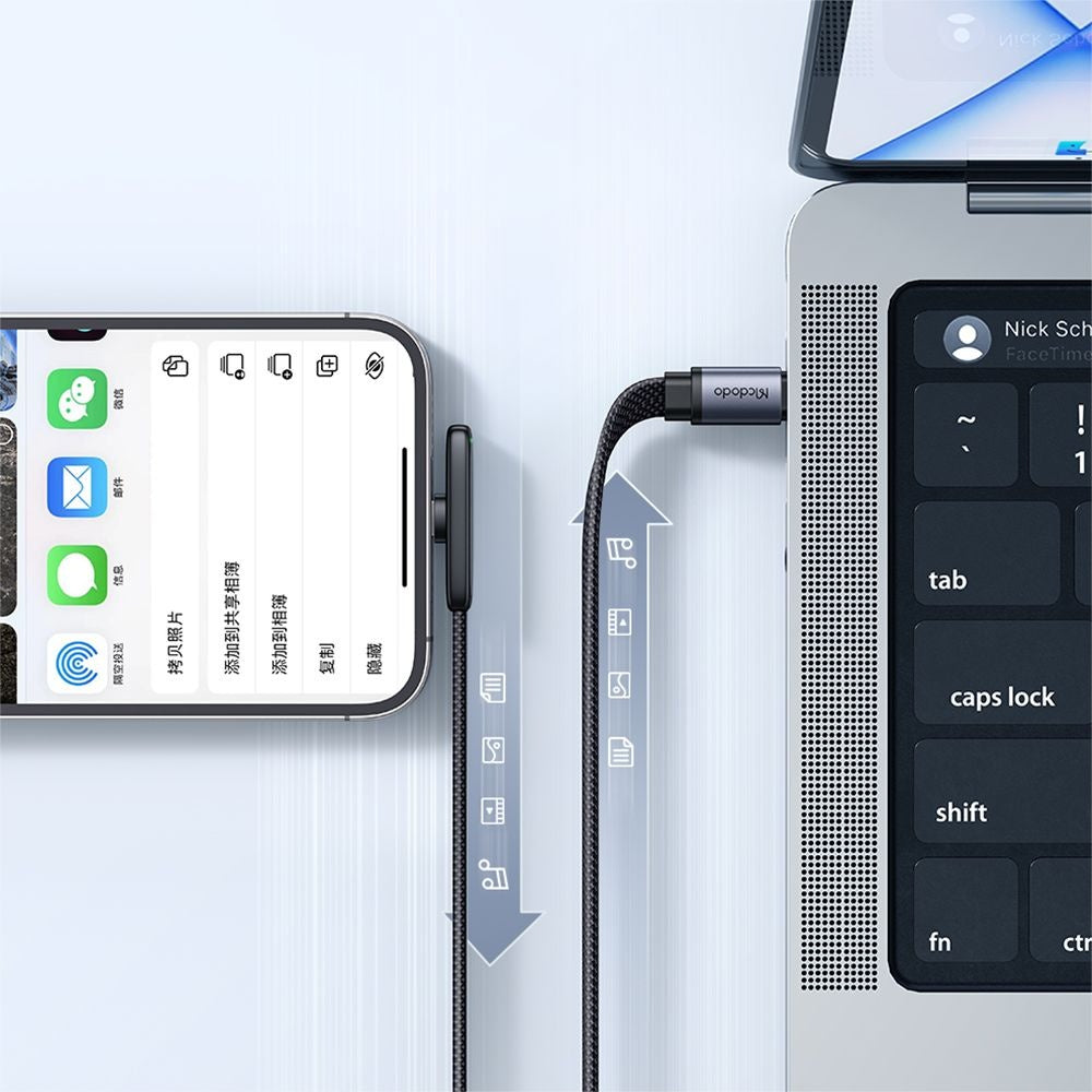 USB-C - Lightning McDodo CA-3350 Angled Data- en Oplaadkabel, 36W, 1.2m, Zwart