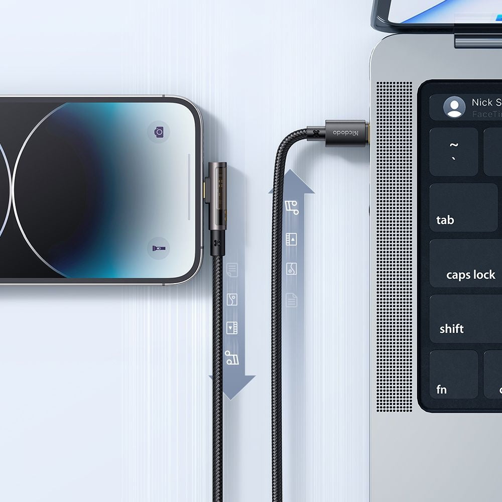 Data- en Oplaadkabel USB-C - Lightning McDodo CA-3390 Angled, 36W, 1.2m, Zwart