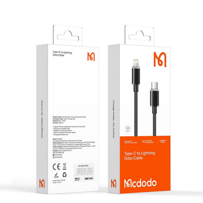 Data- en Oplaadkabel USB-C - Lightning McDodo CA-3660, 36W, 1.2m, Zwart