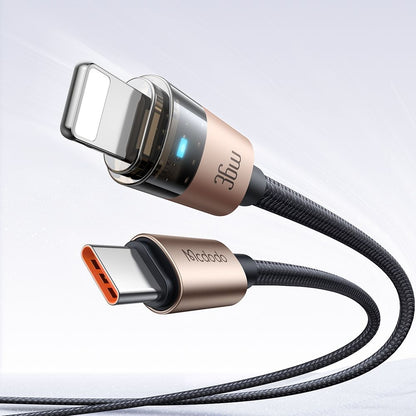 Câble de Données et de Charge USB-C - Lightning McDodo CA-6941, 36W, 1.2m, Doré