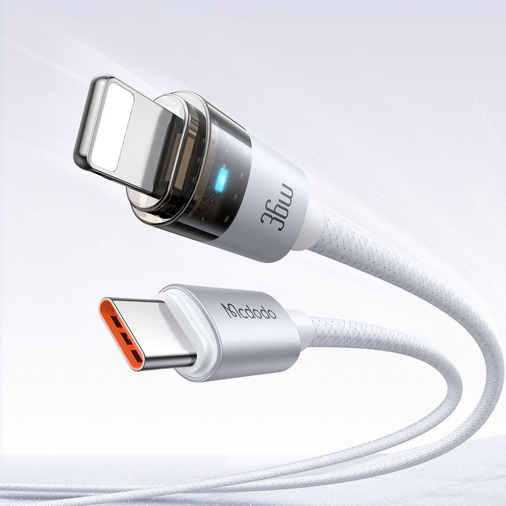 Câble de Données et de Charge USB-C - Lightning McDodo CA-6942, 36W, 1.2m, Blanc