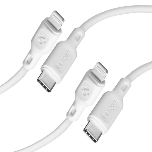 Data- en Oplaadkabel USB-C - Lightning Spigen Durasync, 20W, 1m, Wit, Set van 2 stuks