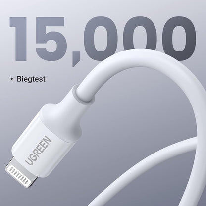 USB-C - Lightning Data- en Oplaadkabel UGREEN US171 (10493), 20W, 1m, Wit