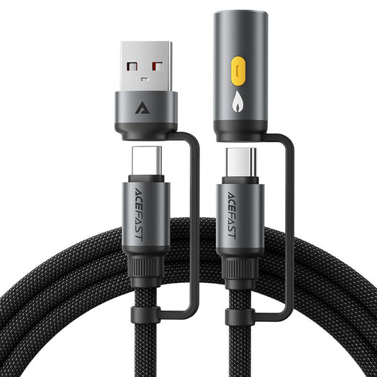 USB-C / USB-A Daten- und Ladekabel - USB-C / Feuerzeug Acefast J6, 60W, 1.2m, Schwarz