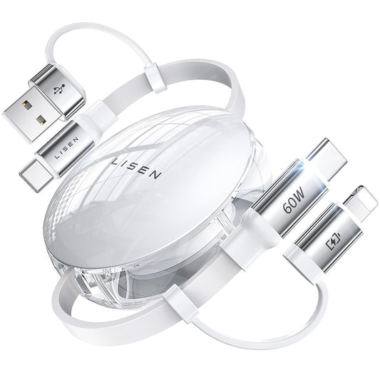 Câble de données et de charge USB-C / USB-A - USB-C / Lightning Lisen, 60W, 1m, Blanc YL0123030001