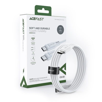USB-C Data- en Oplaadkabel - USB-C Acefast C3-03, 60W, 1.2m, Wit