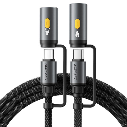 Daten- und Ladekabel USB-C / Taschenlampe - USB-C / Feuerzeug Acefast J4, 60W, 1.2m, Schwarz
