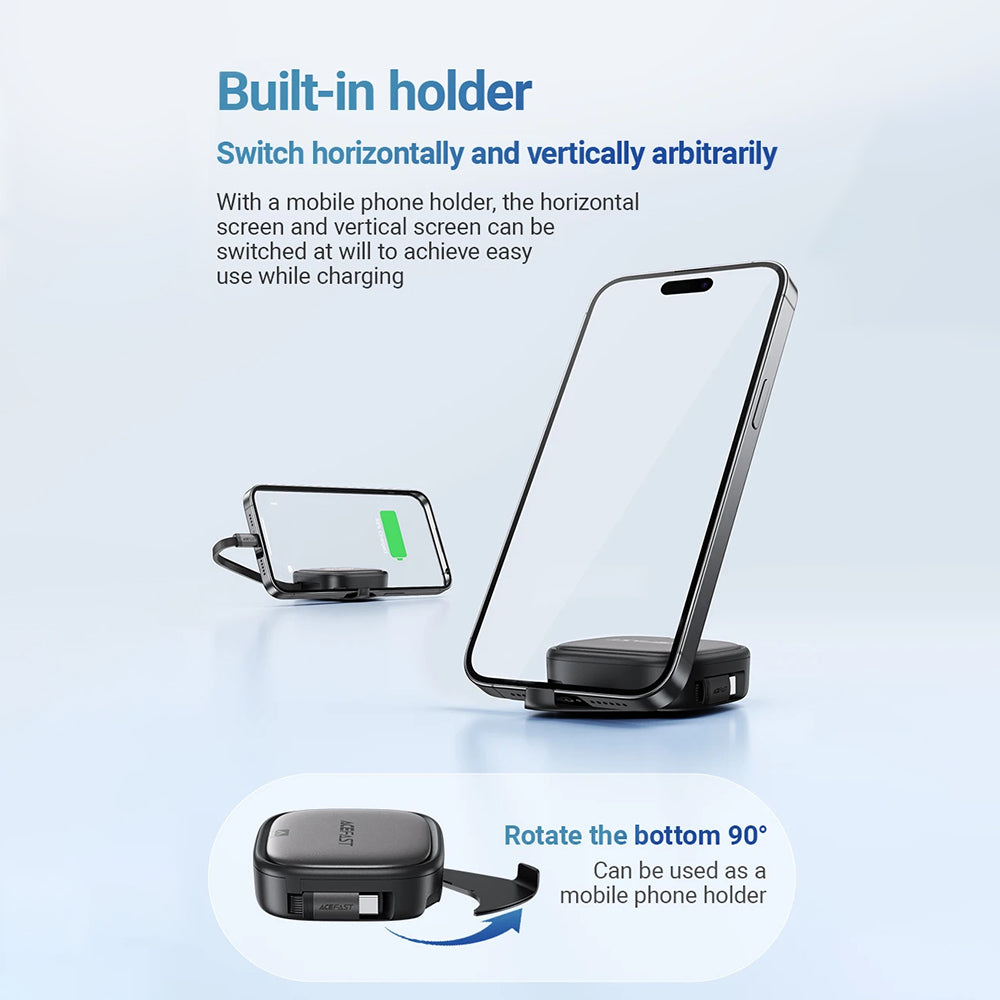 Câble de Données et de Charge USB-C - USB-C Acefast Travel J3, 60W, 0.95m, Noir