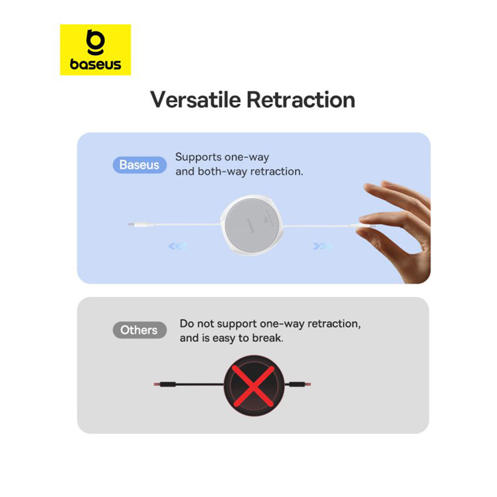 USB-C Daten- und Ladekabel - USB-C Baseus Pathfinder Retractable, 100W, 1m, Weiß P10368400211-00