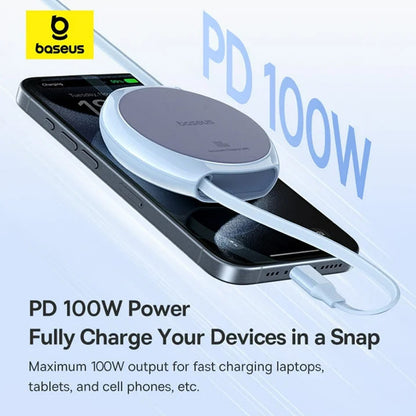 USB-C Data- en Oplaadkabel - USB-C Baseus Pathfinder Intrekbaar, 100W, 1m, Blauw P10368400311-00