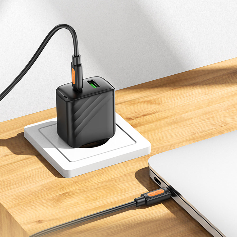 Câble de Données et de Charge USB-C - USB-C Borofone BX114 Silicone, 60W, 1m, Noir