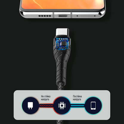 Câble de Données et de Charge USB-C - USB-C ColorWay CW-CBPDCC040, 65W, 1m, Gris