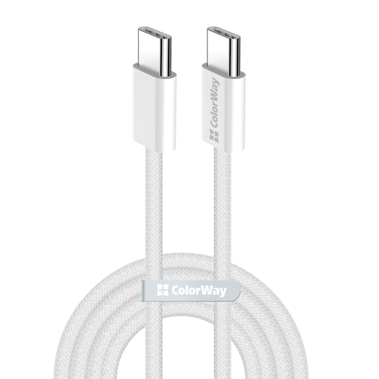 Câble de Données et de Charge USB-C - USB-C ColorWay CW-CBPDCC061, 60W, 1m, Gris