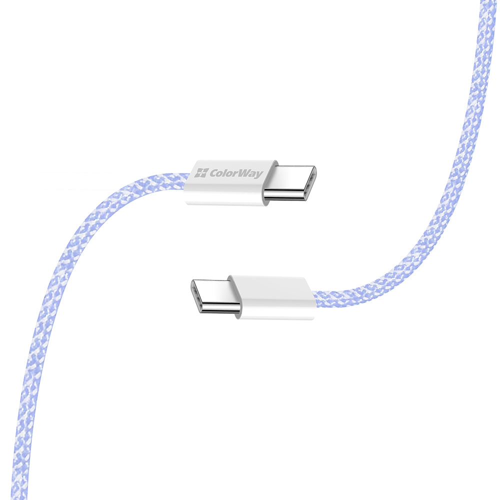 Câble de Données et de Charge USB-C - USB-C ColorWay CW-CBPDCC061, 60W, 1m, Violet