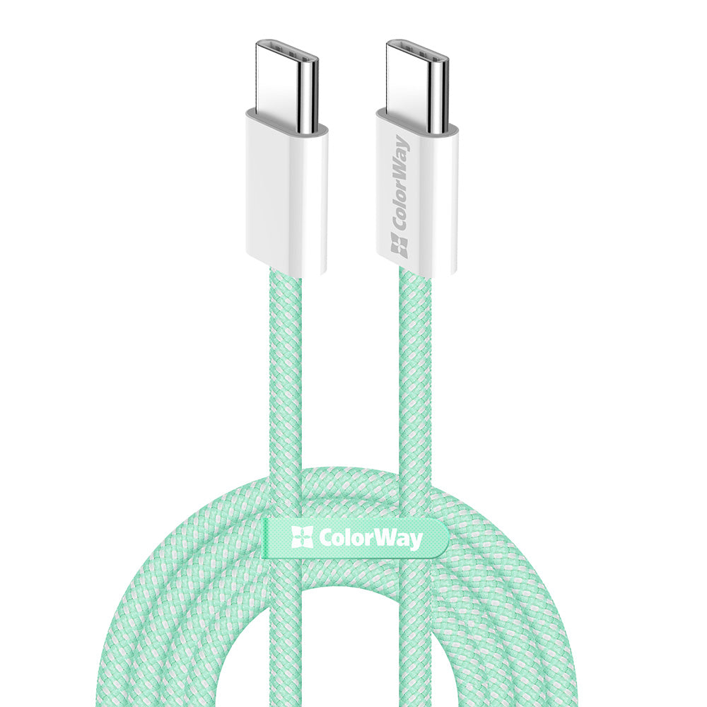 Data- en Oplaadkabel USB-C - USB-C ColorWay CW-CBPDCC061, 60W, 1m, Groen