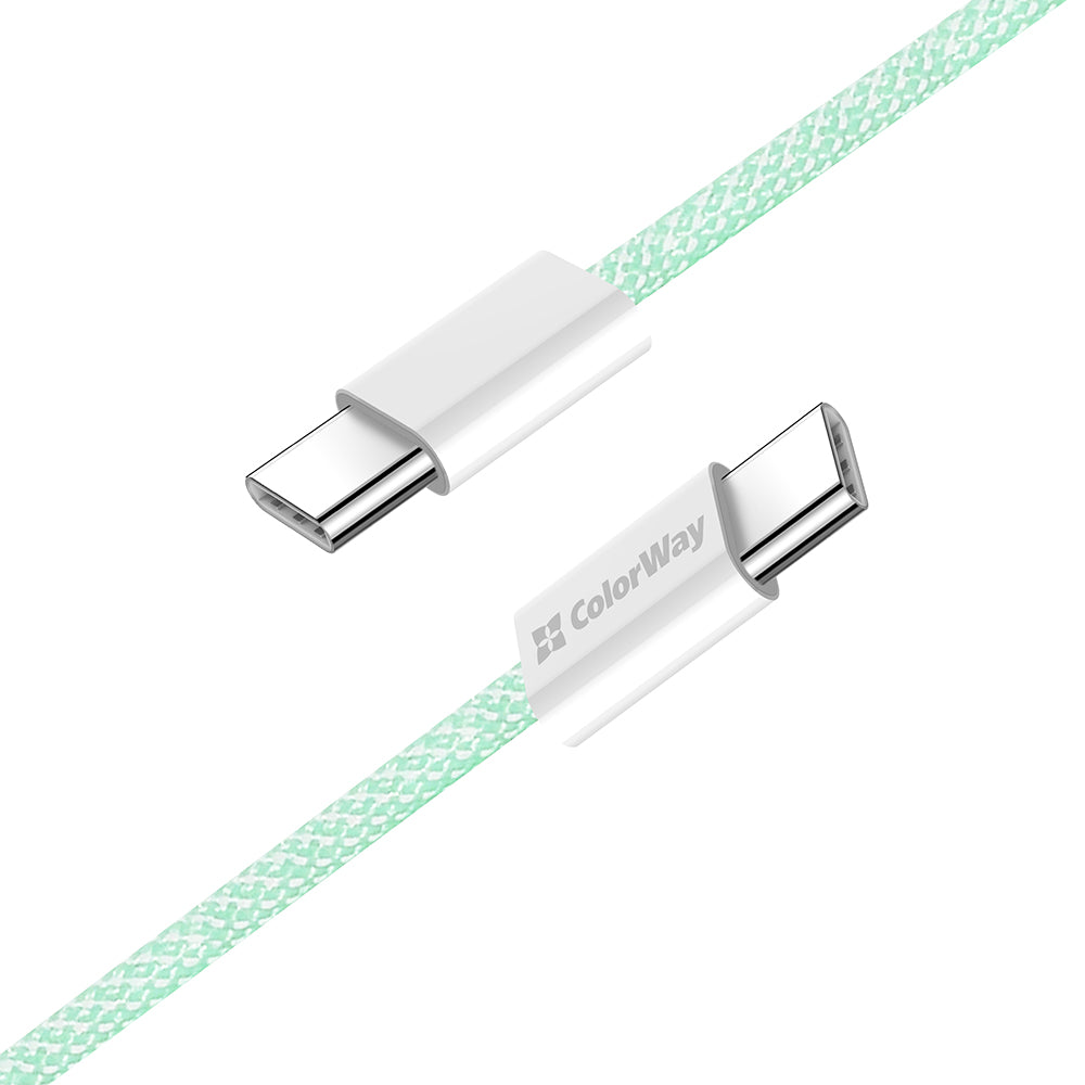 Data- en Oplaadkabel USB-C - USB-C ColorWay CW-CBPDCC061, 60W, 1m, Groen