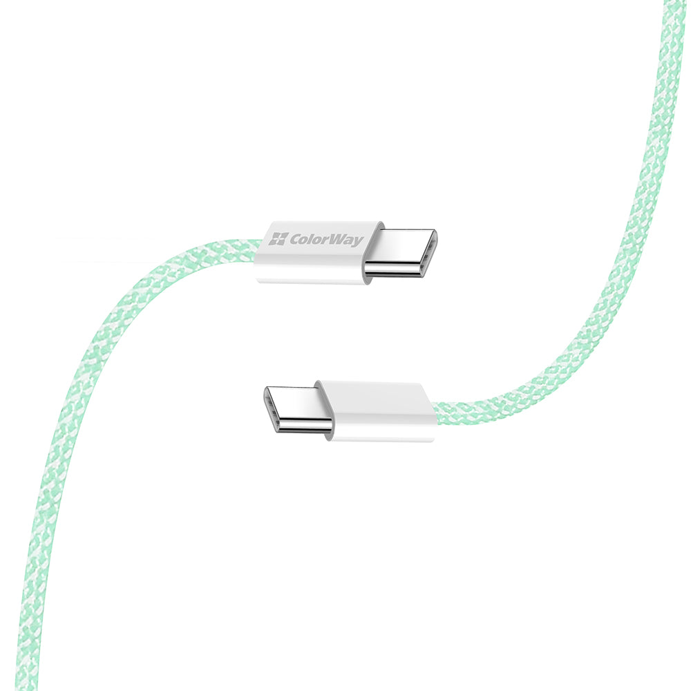 Data- en Oplaadkabel USB-C - USB-C ColorWay CW-CBPDCC061, 60W, 1m, Groen