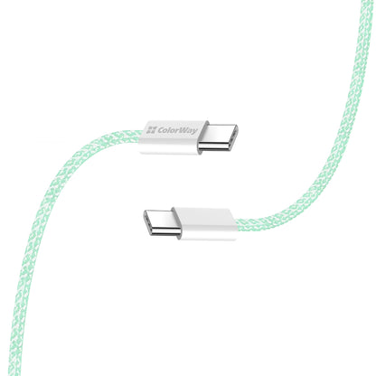 Data- en Oplaadkabel USB-C - USB-C ColorWay CW-CBPDCC061, 60W, 1m, Groen