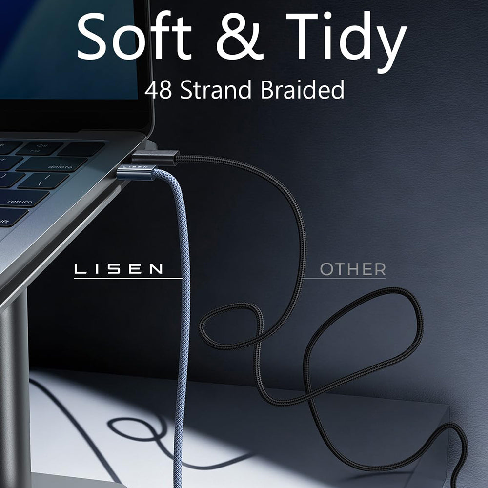 Câble de Données et de Charge USB-C - USB-C Lisen, 240W, 2m, Set 2 pièces, Bleu Marine YL0123070023