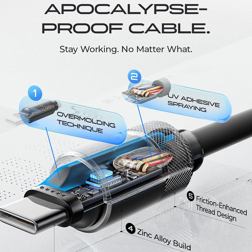 Câble de Données et de Charge USB-C - USB-C Lisen L115, 100W, 3m, Noir YL0125040001