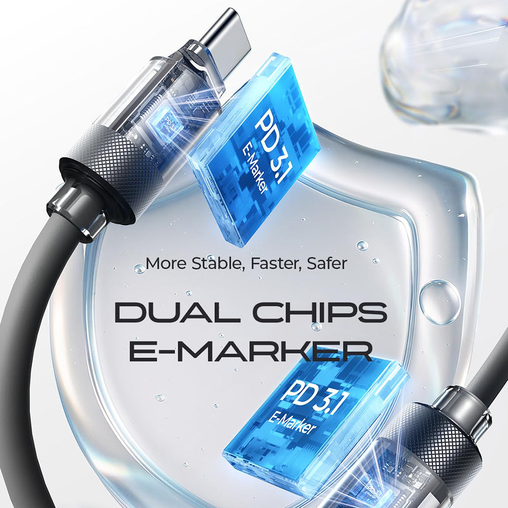 Câble de Données et de Charge USB-C - USB-C Lisen L115, 100W, 3m, Noir YL0125040001