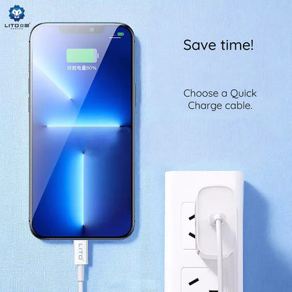 Data- en Oplaadkabel USB-C - USB-C Lito, 18W, 2m, Wit