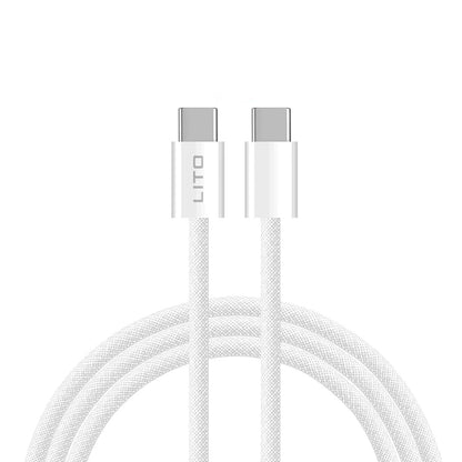 Data- en Oplaadkabel USB-C - USB-C Lito LD04CC, 60W, 1m, Wit