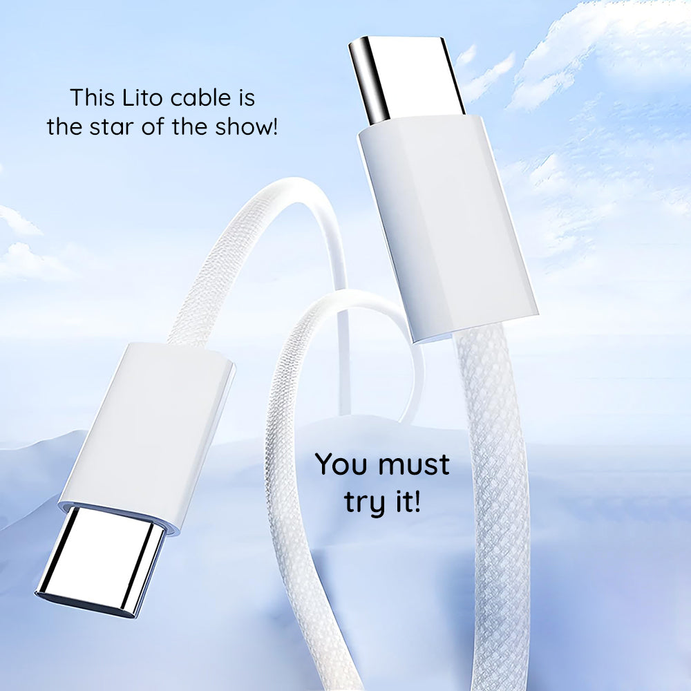 Data- en Oplaadkabel USB-C - USB-C Lito LD04CC, 60W, 1m, Wit
