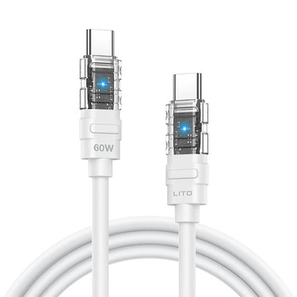 USB-C Data- en Oplaadkabel - USB-C Lito LD05, 60W, 1m, Wit