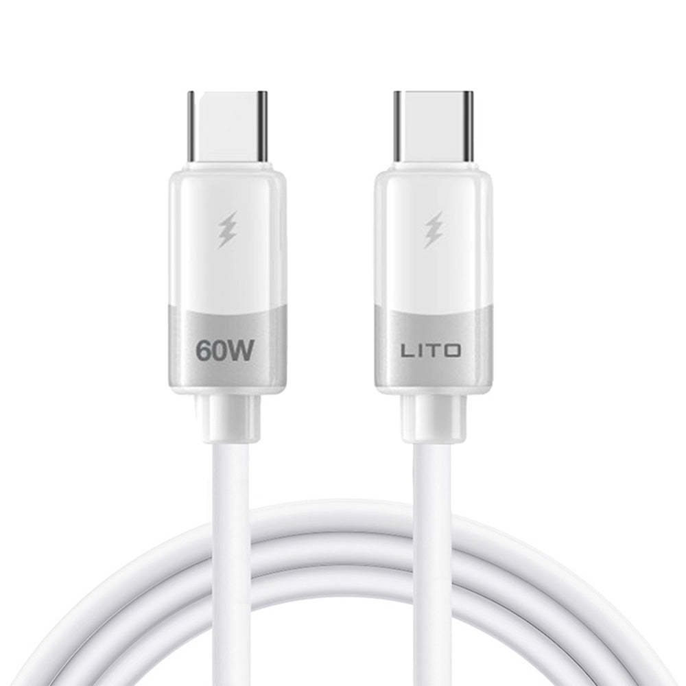 Data- en Oplaadkabel USB-C - USB-C Lito LD07, 60W, 1m, Wit