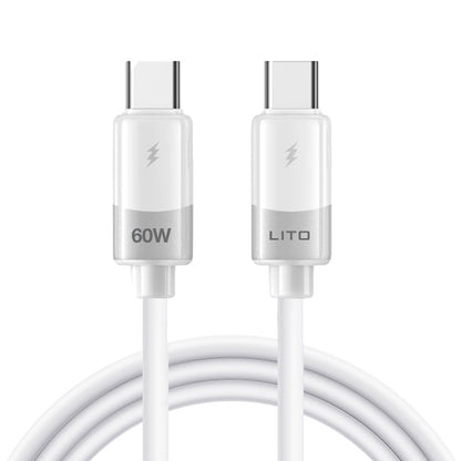 Data- en Oplaadkabel USB-C - USB-C Lito LD07, 60W, 1m, Wit
