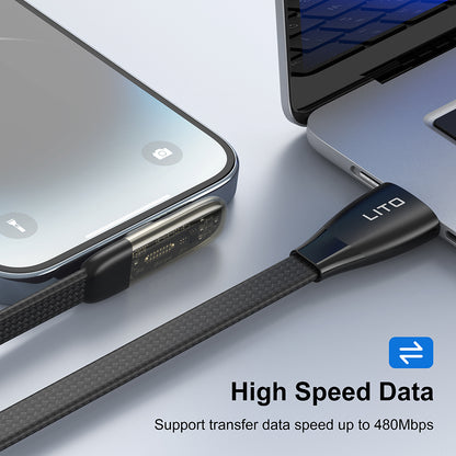 Data- en Oplaadkabel USB-C - USB-C Lito LD11CC, 60W, 1m, Zwart