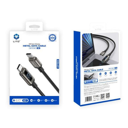 Câble de Données et de Charge USB-C - USB-C Lito LD15 Display, 60W, 1m, Noir