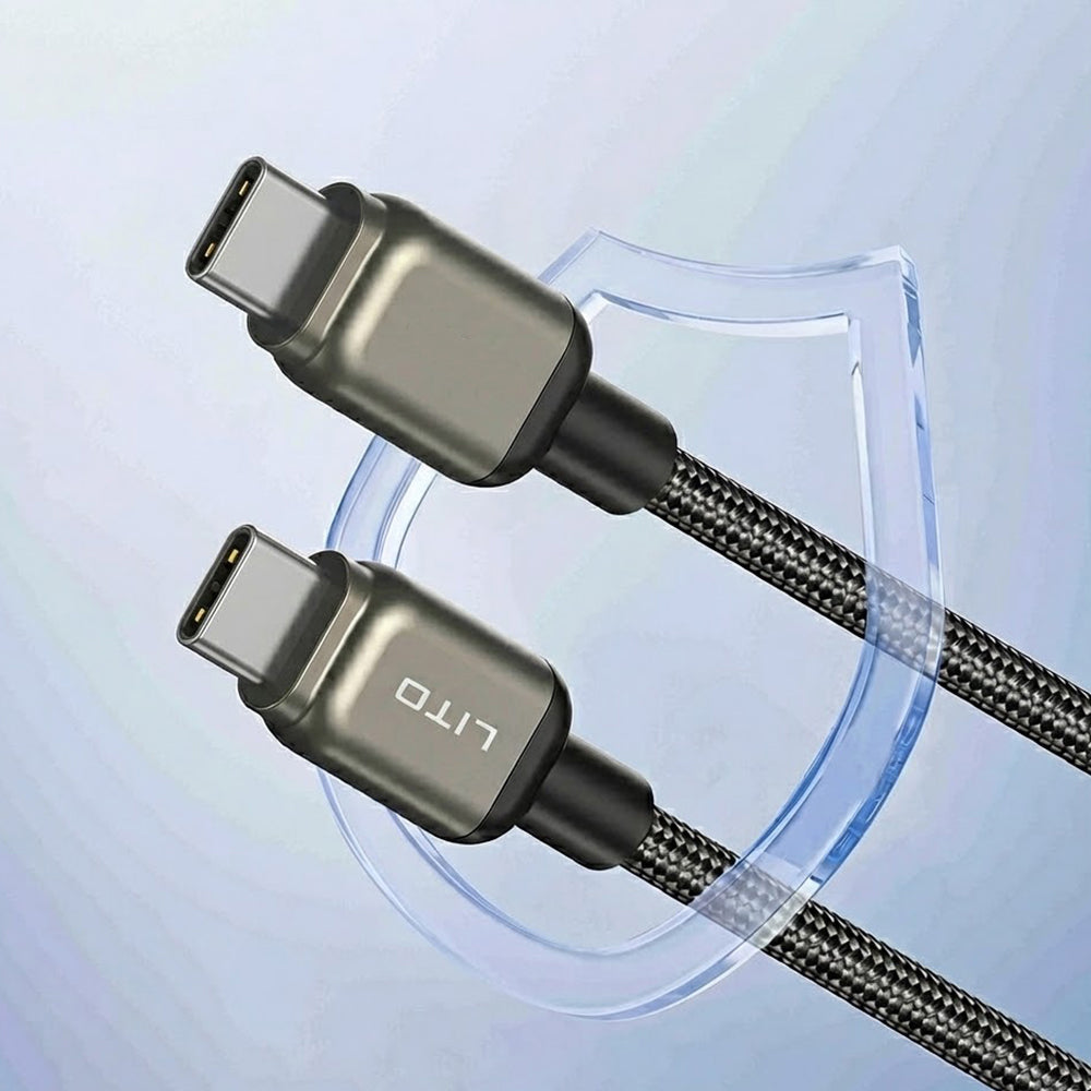 USB-C Data- en Oplaadkabel - USB-C Lito LD17, 100W, 1m, Zwart