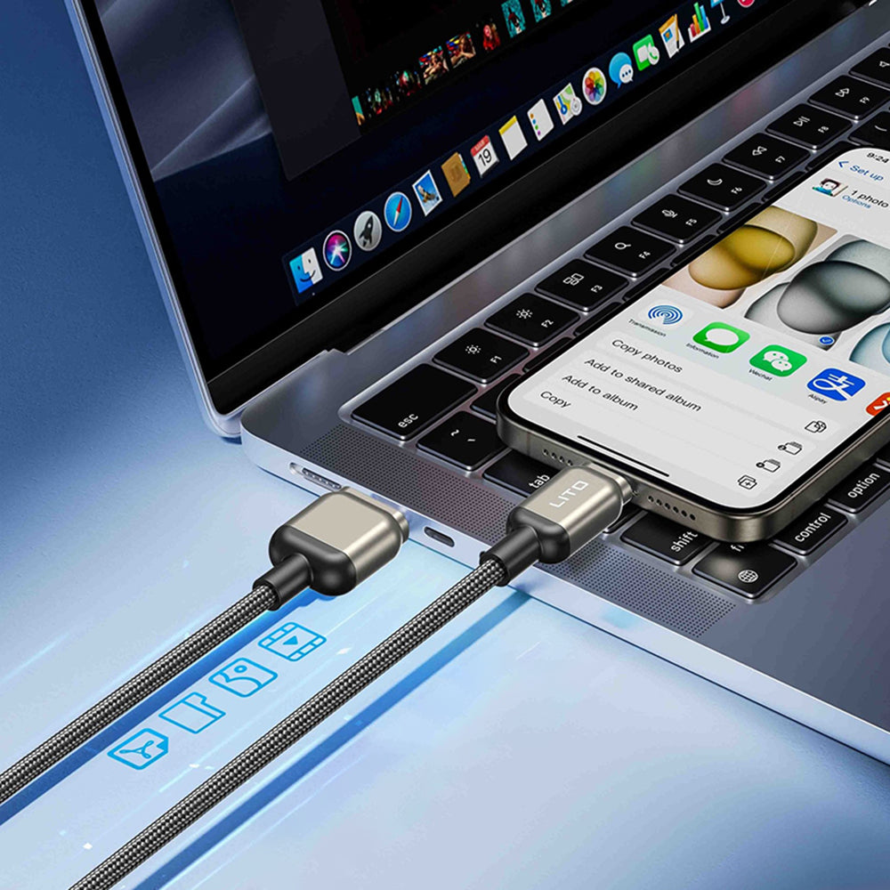 USB-C Data- en Oplaadkabel - USB-C Lito LD17, 100W, 1m, Zwart