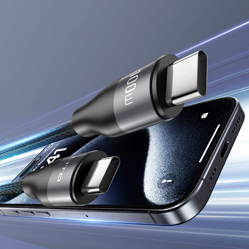 USB-C Data- en Oplaadkabel - USB-C Lito LD25CC, 100W, 2m, Gri