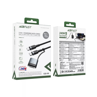 Acefast Oplaadkabel, USB-C - USB-C / MagSafe 3, 240W, 1.2m, Zwart