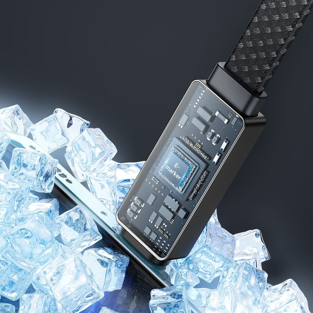 Câble de Données et de Charge USB-C - USB-C McDodo CA-4470 Rythm Display, 100W, 1.2m, Noir