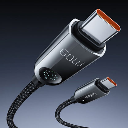 USB-C - USB-C McDodo CA-4780 Display Data- en Oplaadkabel, 60W, 1.2m, Zwart