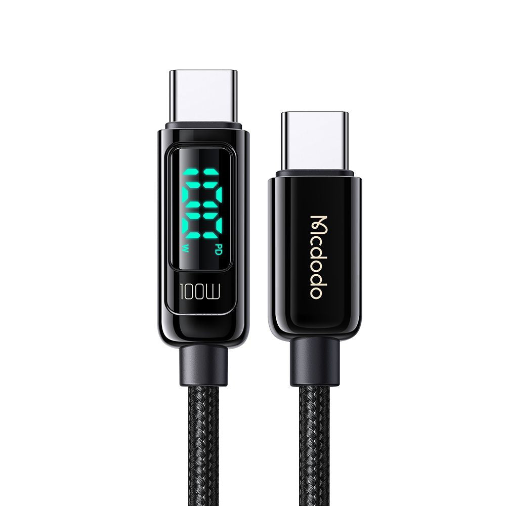 Câble de Données et de Charge USB-C - USB-C McDodo CA-8820 Display, 100W, 1.2m, Noir