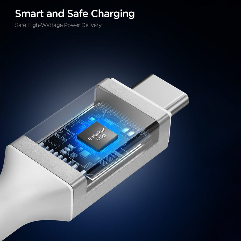 Data- en Oplaadkabel USB-C - USB-C Spigen EB10010CC, 100W, 1m, Wit