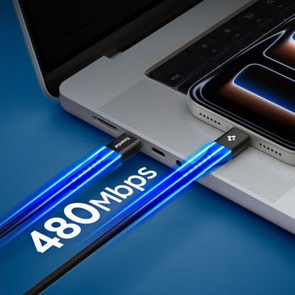 Data- en Oplaadkabel USB-C - USB-C Spigen EB10010CCA, 100W, 1m, Zwart ACA11103