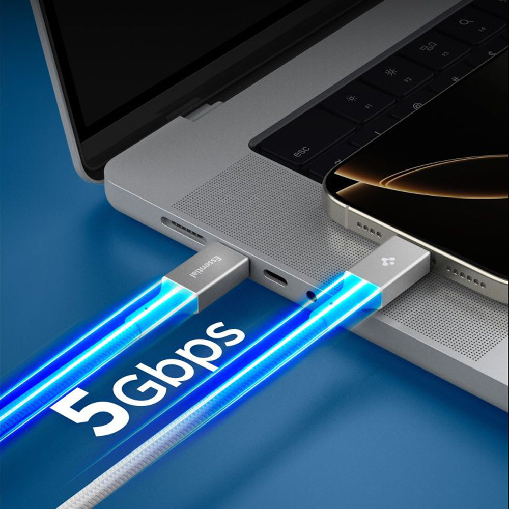 Data- en Oplaadkabel USB-C - USB-C Spigen EB10015CC, 100W, 1.5m, Wit ACA10420