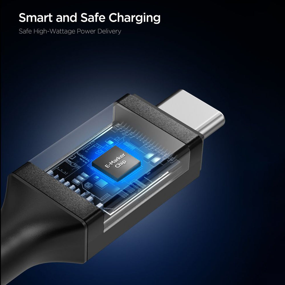 Data- en Oplaadkabel USB-C - USB-C Spigen EB10015CC, 100W, 1.5m, Zwart ACA10421