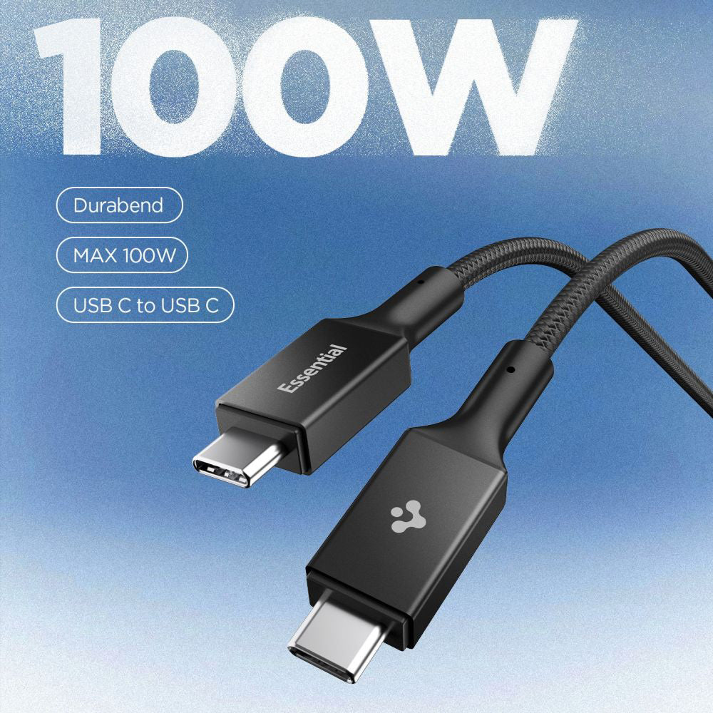Data- en Oplaadkabel USB-C - USB-C Spigen EB10015CC, 100W, 1.5m, Zwart ACA10421